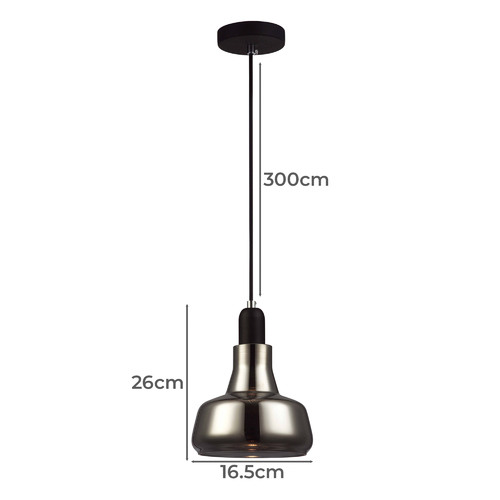 Smokey Glass Pendant With Halogen Bulb