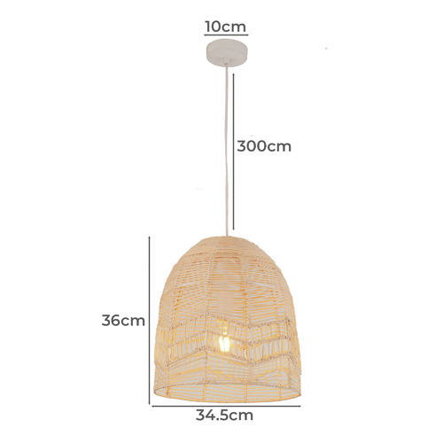 Rota Rattan & Iron Pendant Light