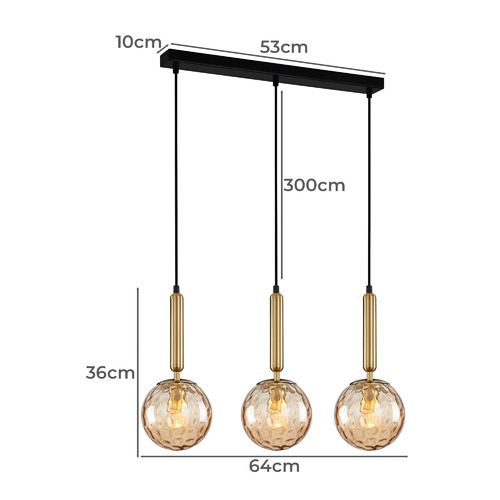 Trattino-Glass-Orb-3-Light-Linear-Pendant