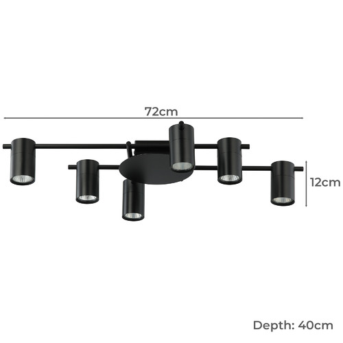 Black Adjustable 6 Light Spotlight