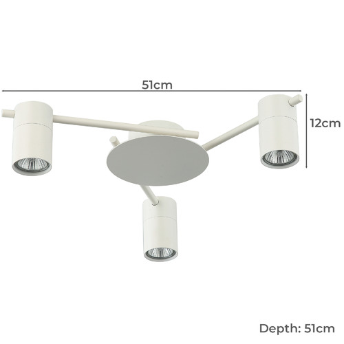 White Adjustable 3 Light Spotlight
