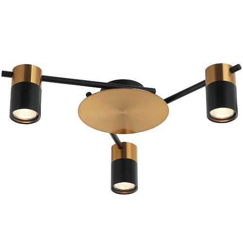 Brass & Black Spot Adjustable 3 Light Spotlight