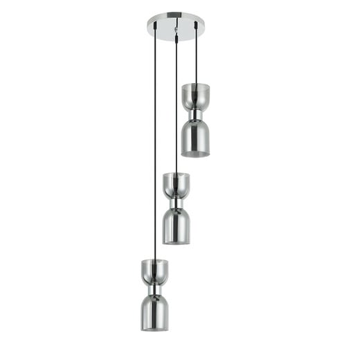 Clessidra 3 Light Glass & Iron Pendant