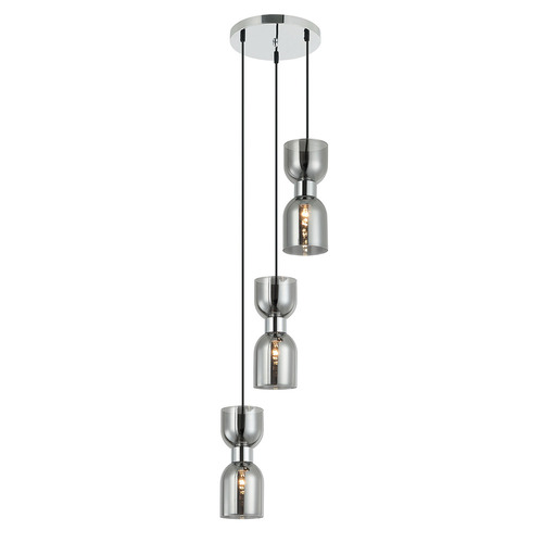 Clessidra 3 Light Glass & Iron Pendant