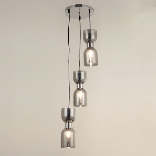 Clessidra 3 Light Glass & Iron Pendant