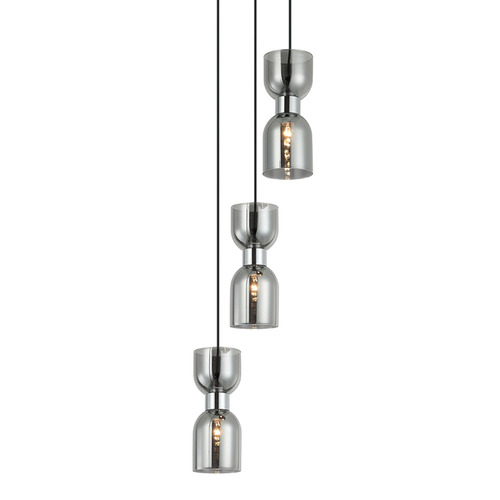 Clessidra 3 Light Glass & Iron Pendant