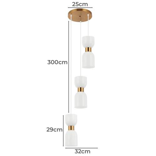 Clessidra 3 Light Glass & Iron Pendant