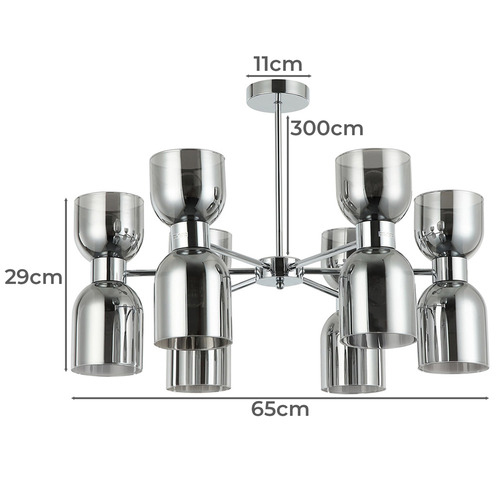 Clessidra 12 Light Glass & Iron Pendant