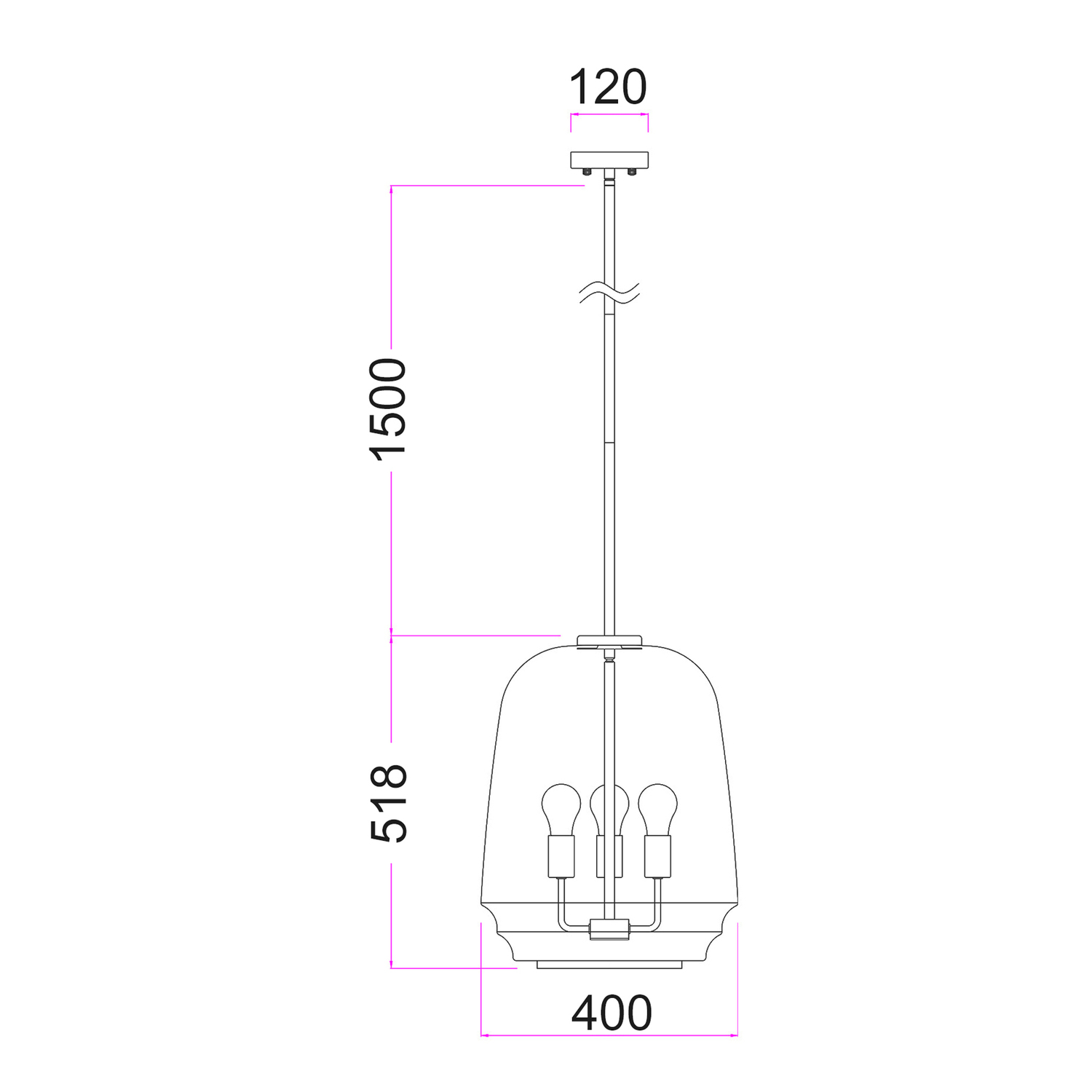 Ender Iron Round 3 Light Pendant