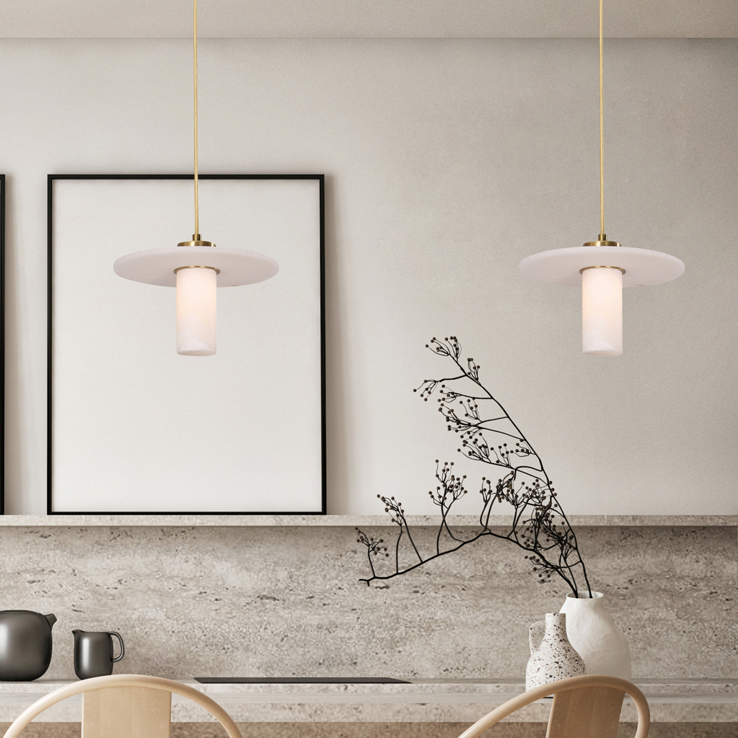 Lucero Alabaster & Iron Pendant Light