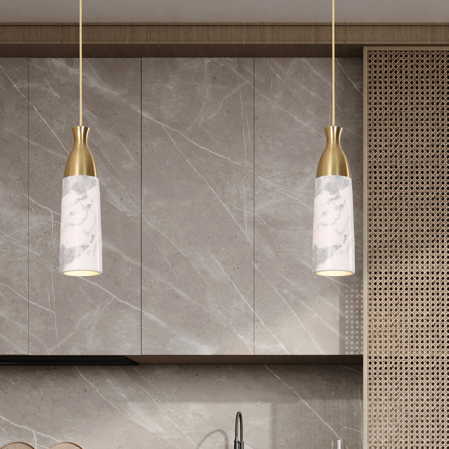 Mordecai Marble & Iron Pendant Light