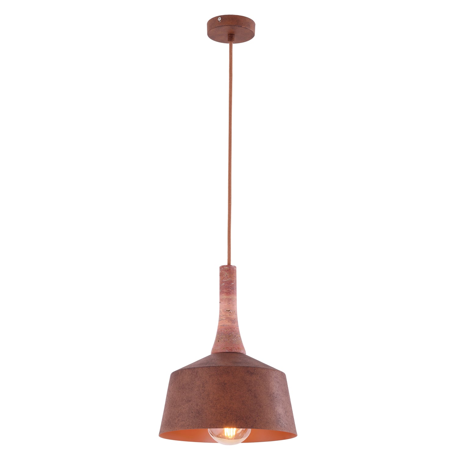Sutton Travertine & Iron Pendant Light