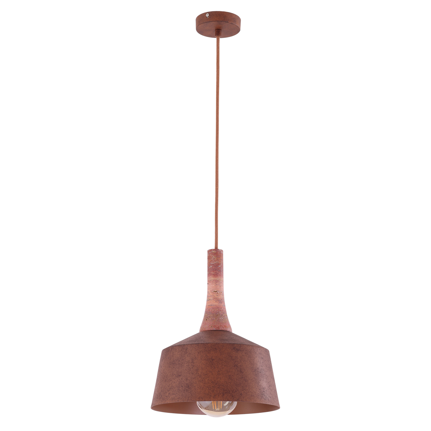 Sutton Travertine & Iron Pendant Light