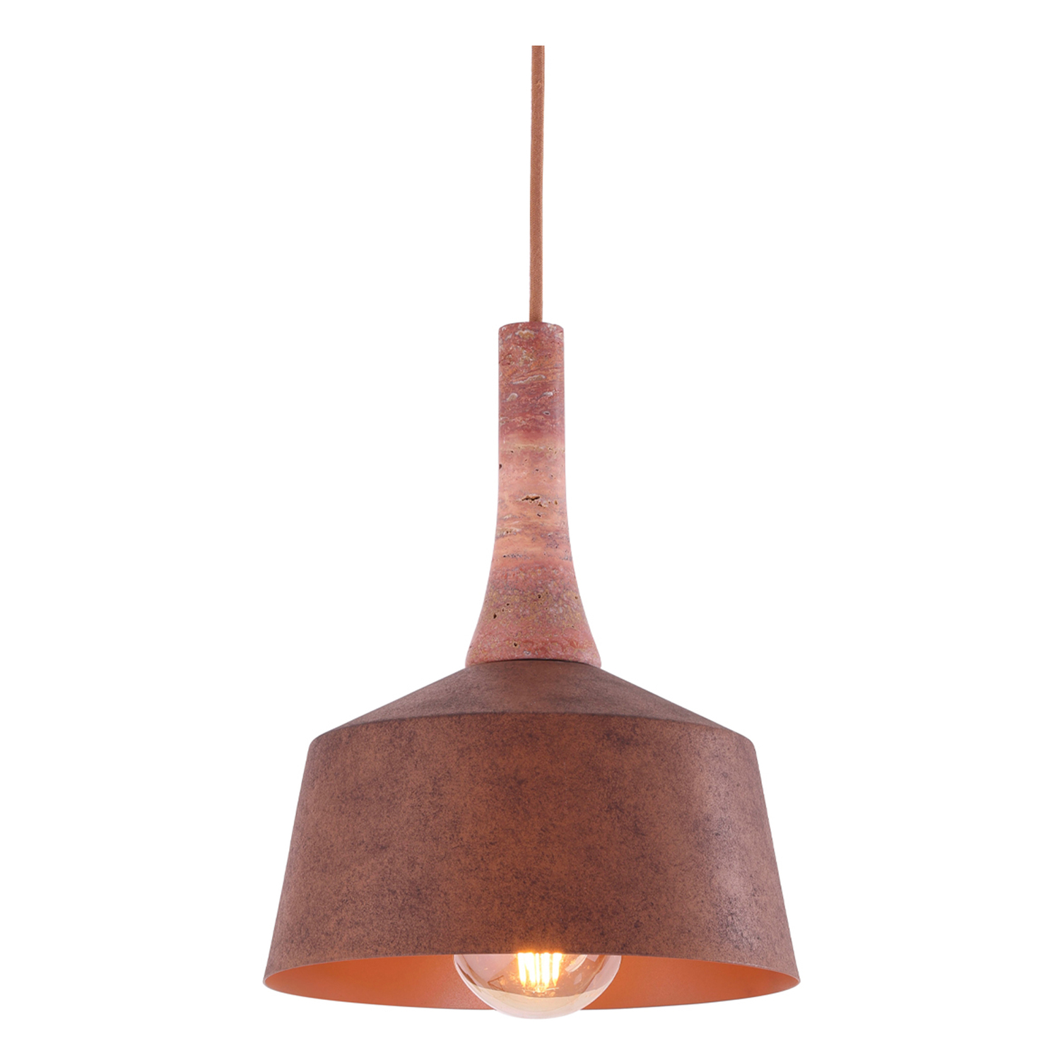 Sutton Travertine & Iron Pendant Light