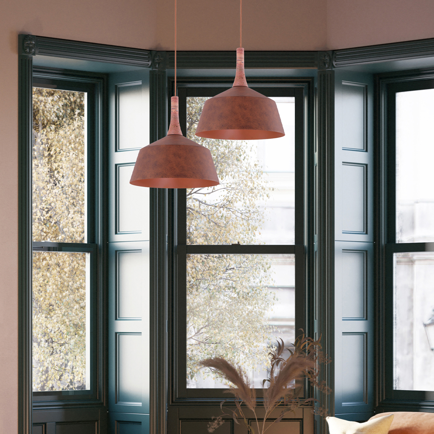 Sutton Travertine & Iron Pendant Light