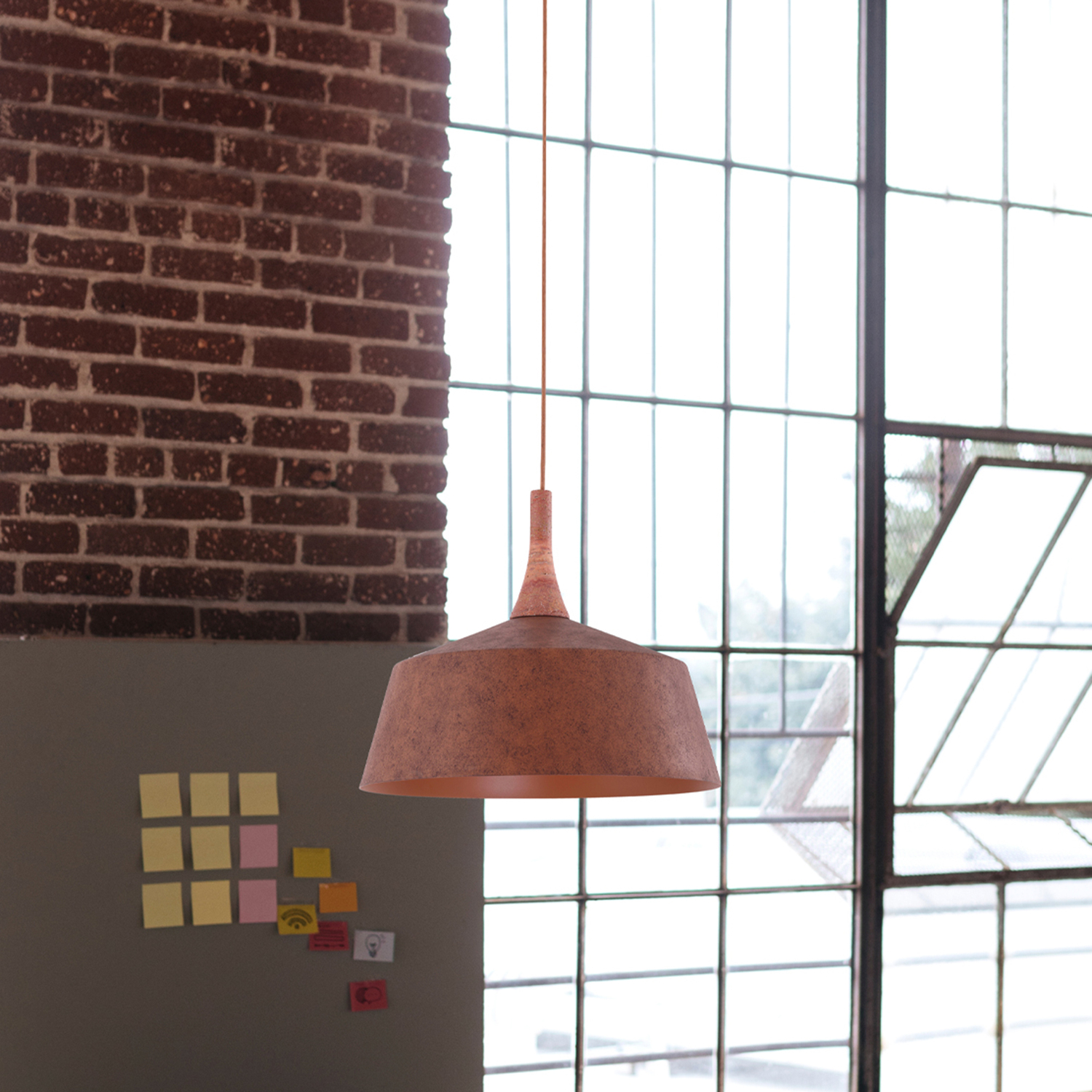 Sutton Travertine & Iron Pendant Light