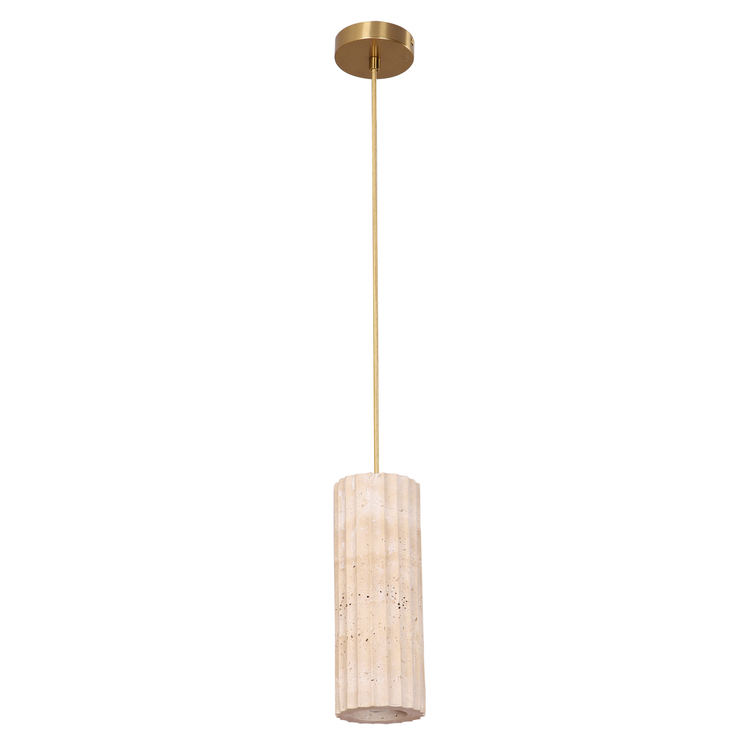 Aric Travertine & Iron Pendant Light