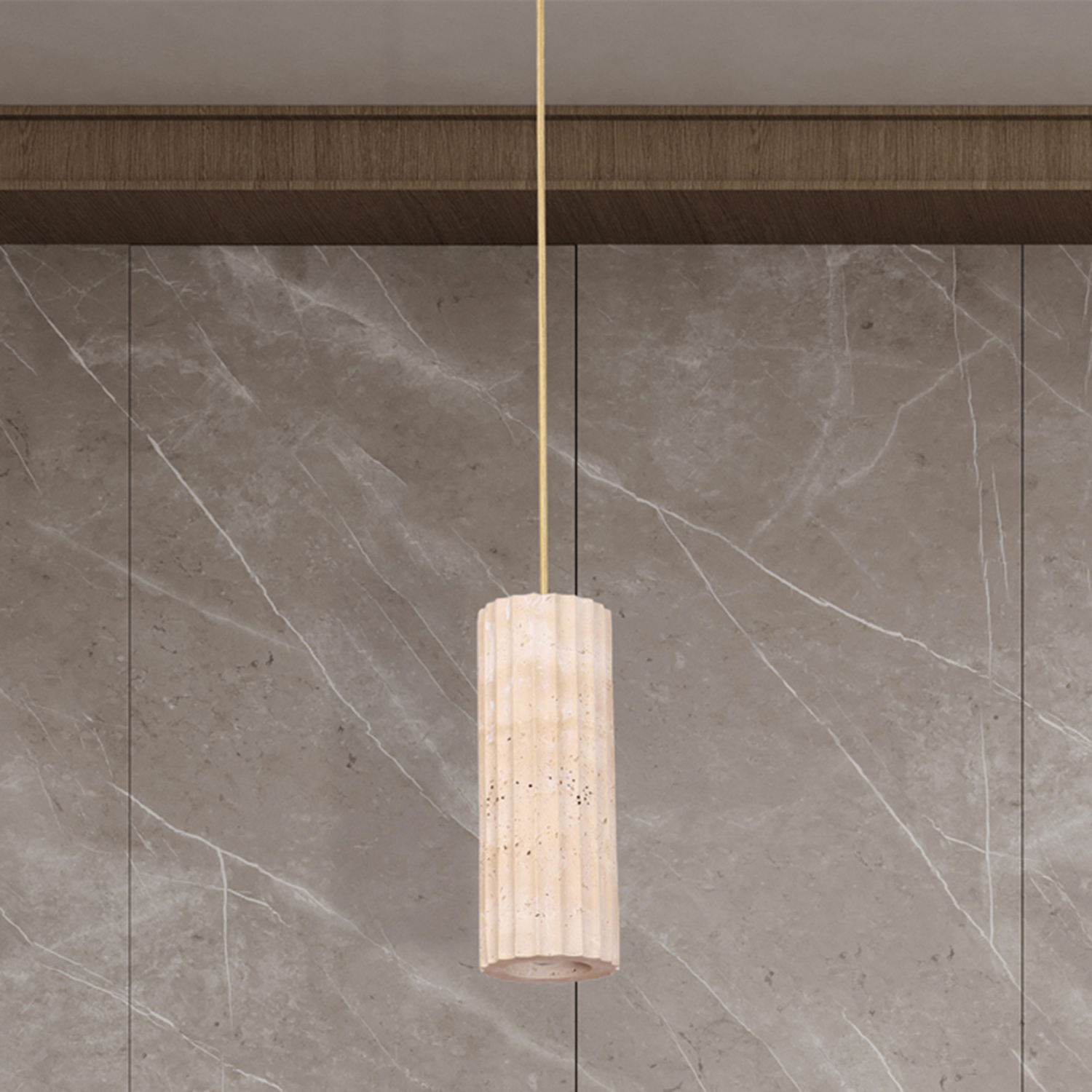Aric Travertine & Iron Pendant Light