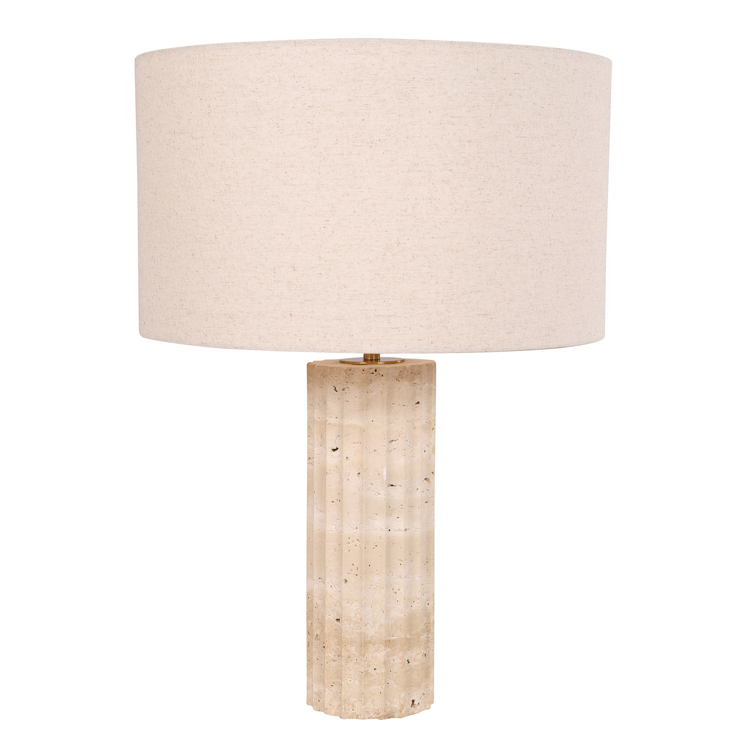 Aric 350mm Travertine & Iron Drum Table Lamp