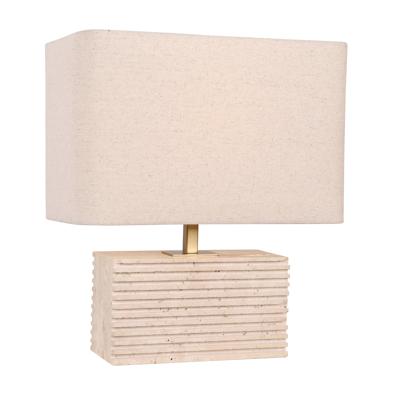 Aric Travertine & Iron Beige Table Lamp