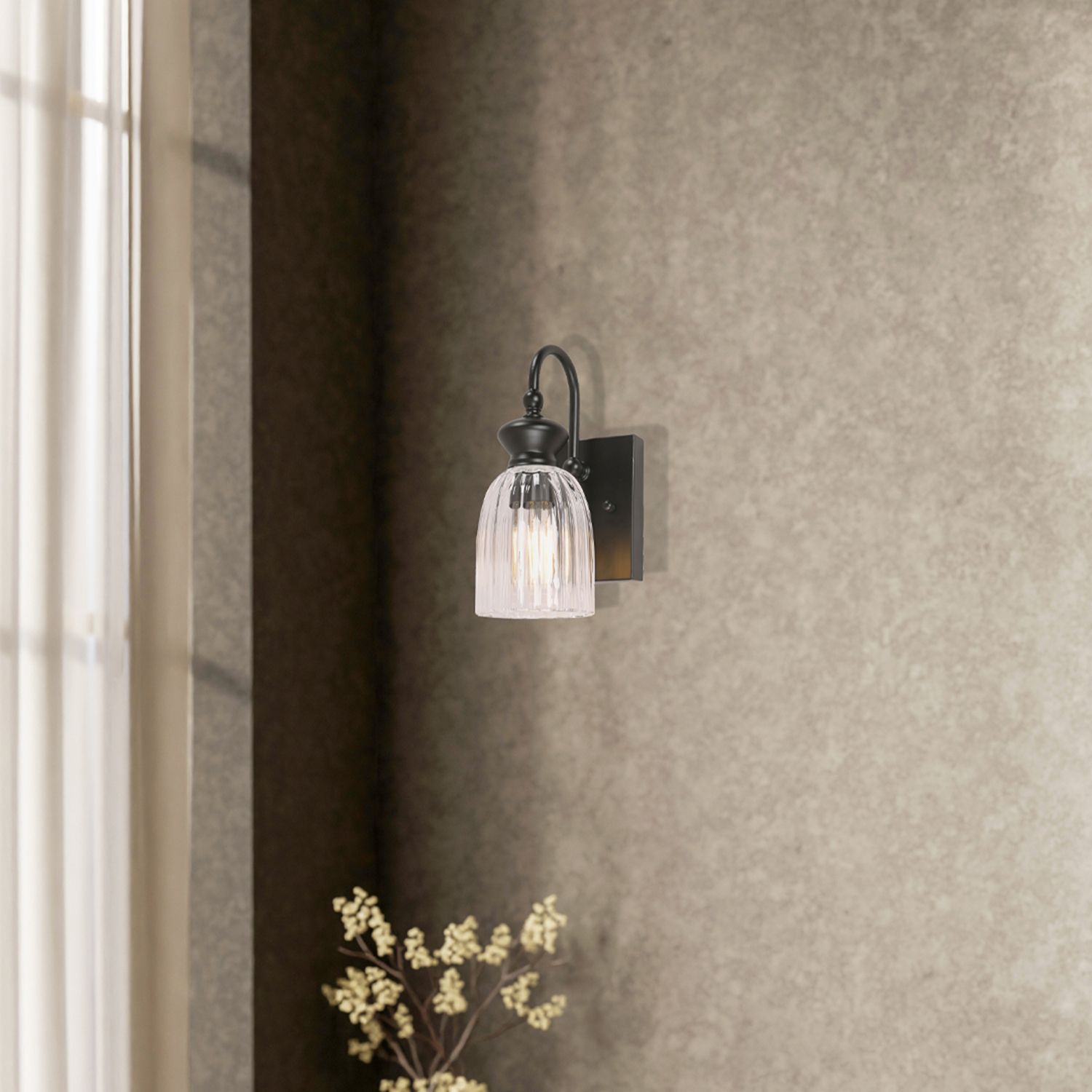 Nakoa Iron & Glass Wall Light
