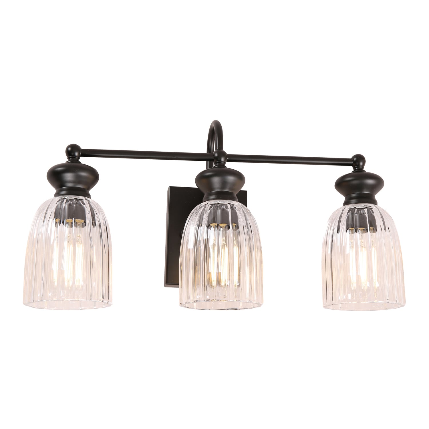 Nakoa Iron & Glass 3 Lamp Wall Light