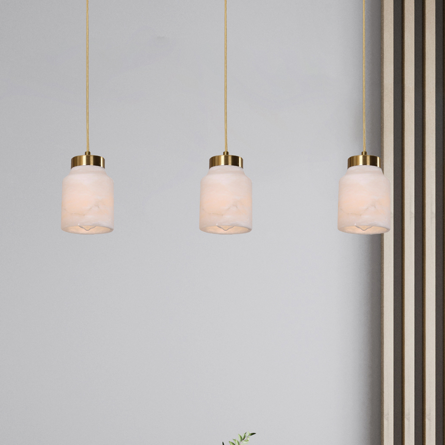 Noemi Alabaster & Iron Pendant Light