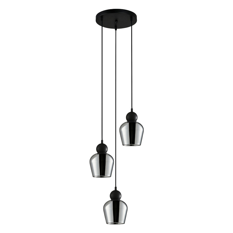 Champan Glass & Iron 3 Lamp Pendant