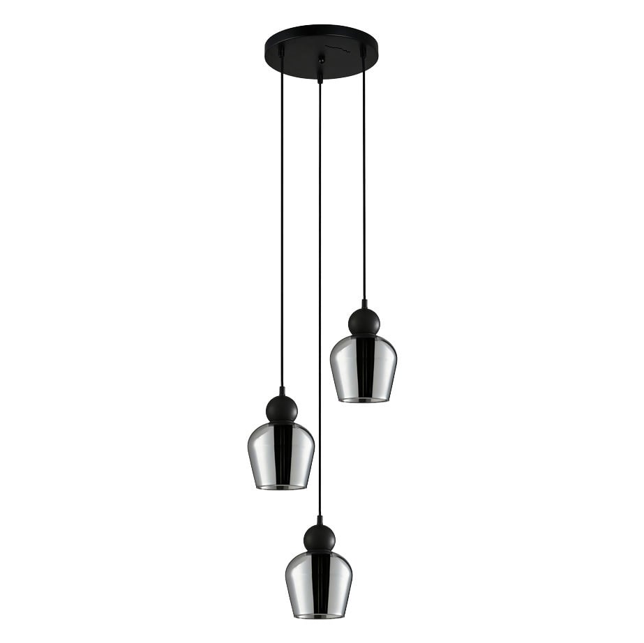 Champan Glass & Iron 3 Lamp Pendant