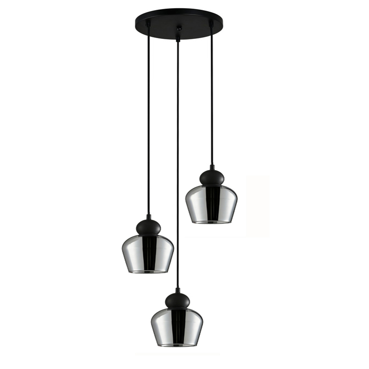 Champan Glass & Iron 3 Lamp Pendant