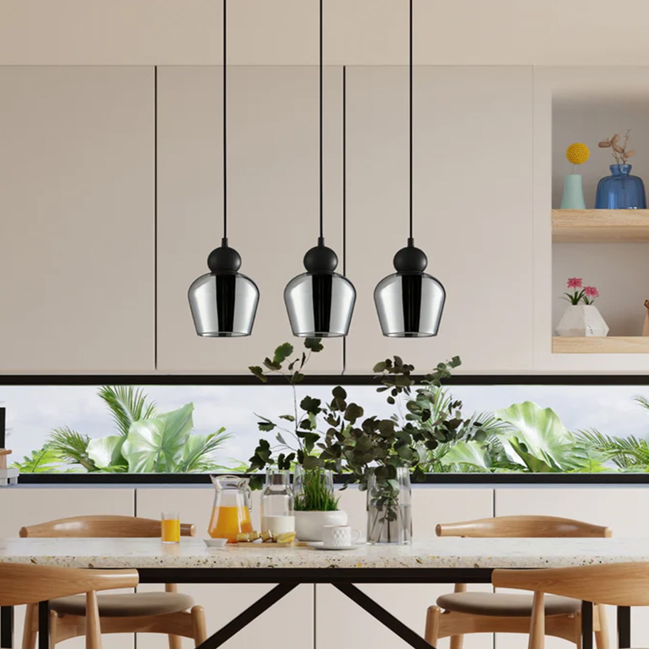 Champan Iron 3 Lamp Linear Pendant