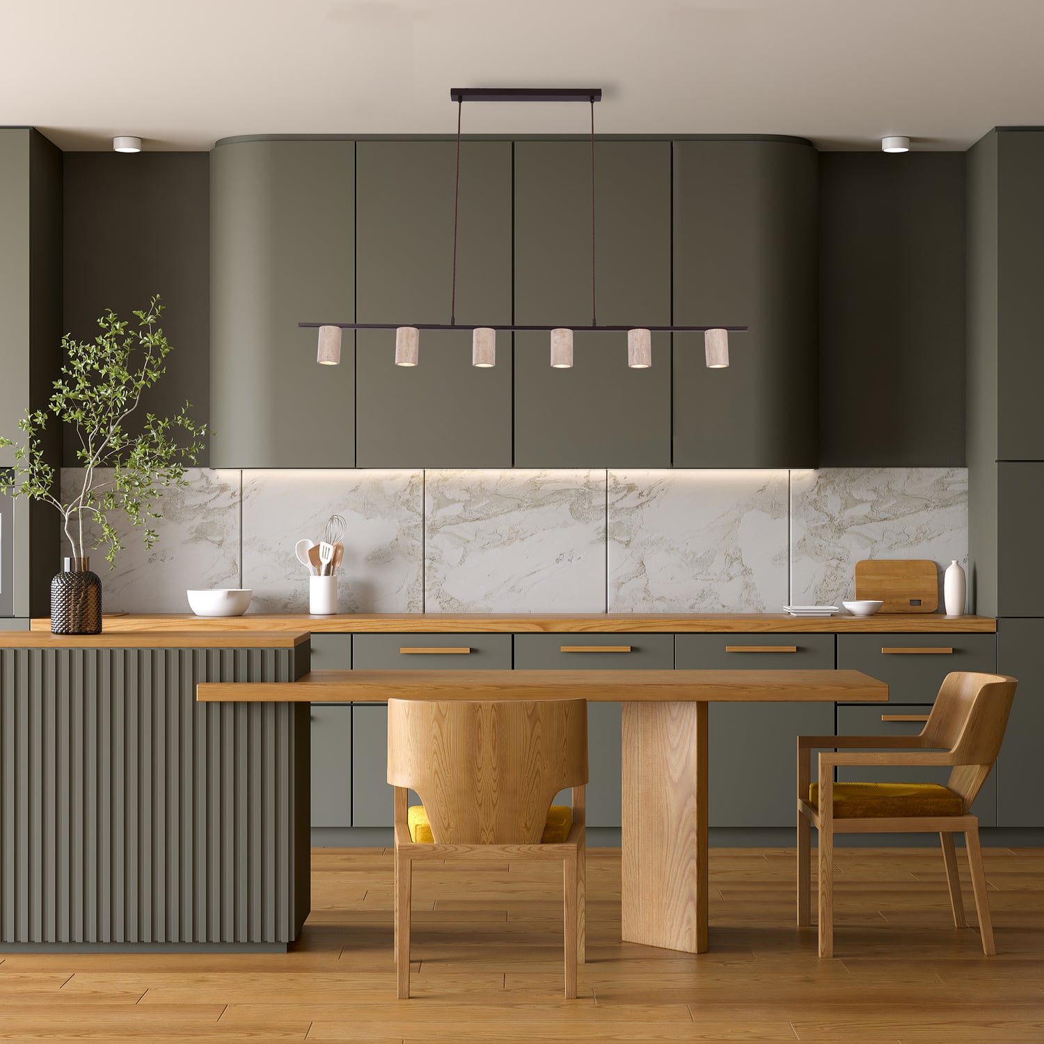 Avelia Travertine 6-Light Pendant