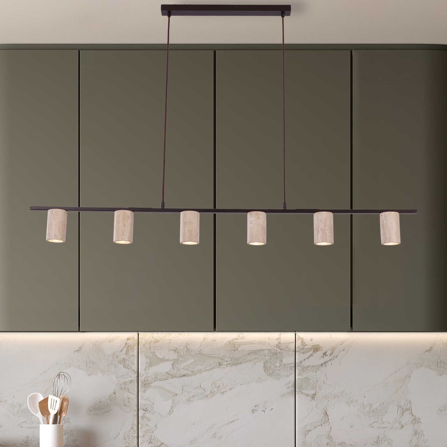 Avelia Travertine 6-Light Pendant