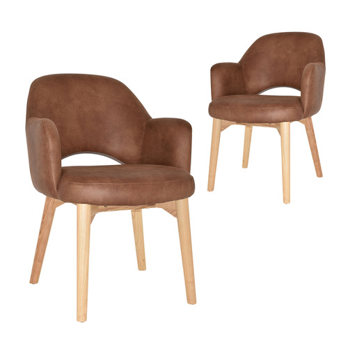 Lex Faux Leather Dining Chairs with Ash Wood Legs (Set of 2)