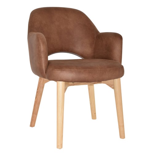 Lexington Leather Armchairs with Ash Wood Legs