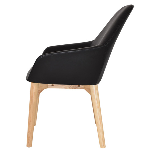 Bellevue Vinyl Armchairs with Ash Wood Legs