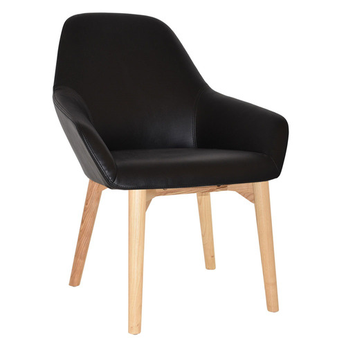 Bellevue Vinyl Armchairs with Ash Wood Legs