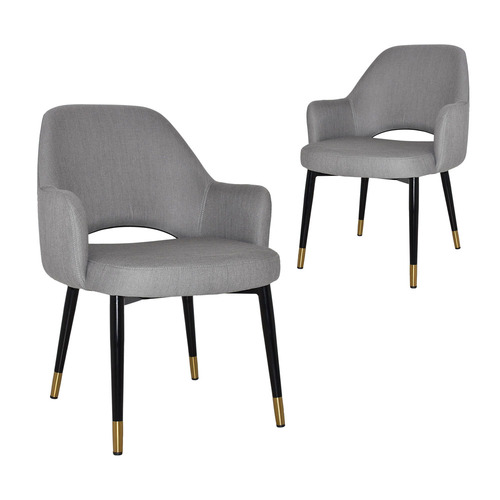 93cm Lexington Cotton-Blend Armchairs with Brass Accent