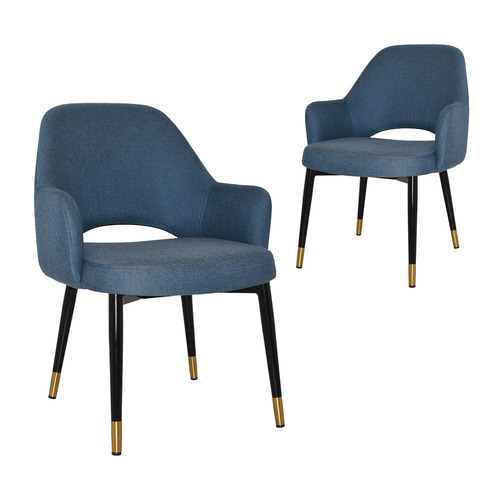 93cm Lexington Cotton-Blend Armchairs with Brass Accent