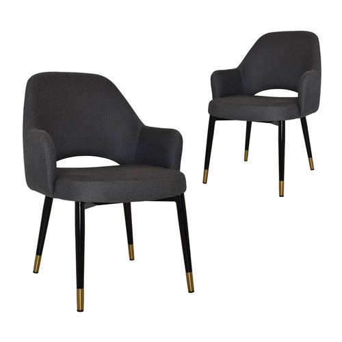 93cm Lexington Cotton-Blend Armchairs with Brass Accent