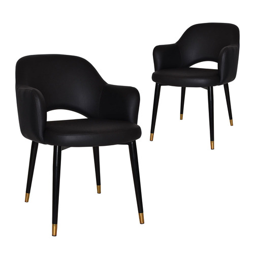 Lexington Vinyl Armchairs with Brass