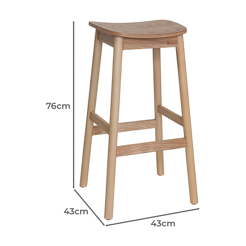 75cm Circe Ash Wood Bar Stool