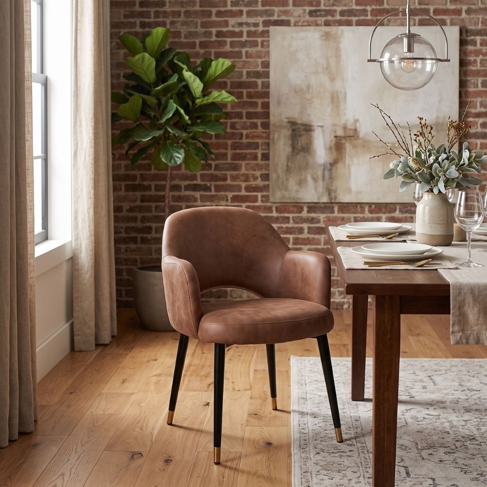 Lexington Leather Armchairs with Brass Accent