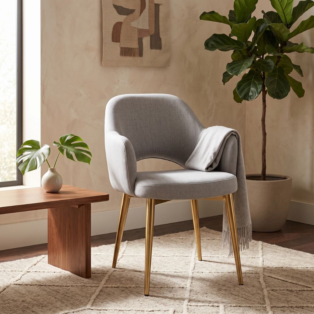 Richmond Fabric Armchair with Brass Legs