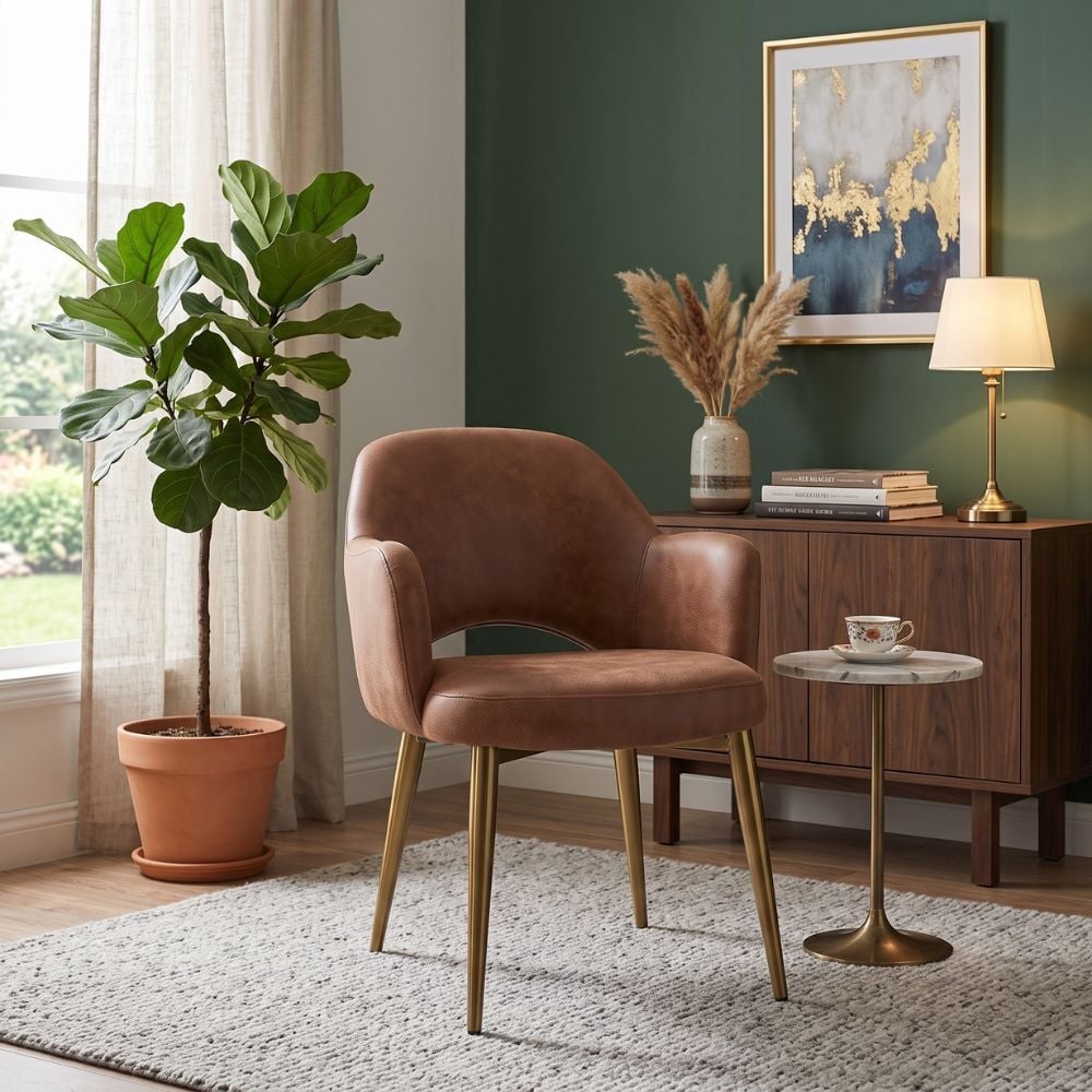 Lexington Leather Armchairs with Stainless Steel Legs