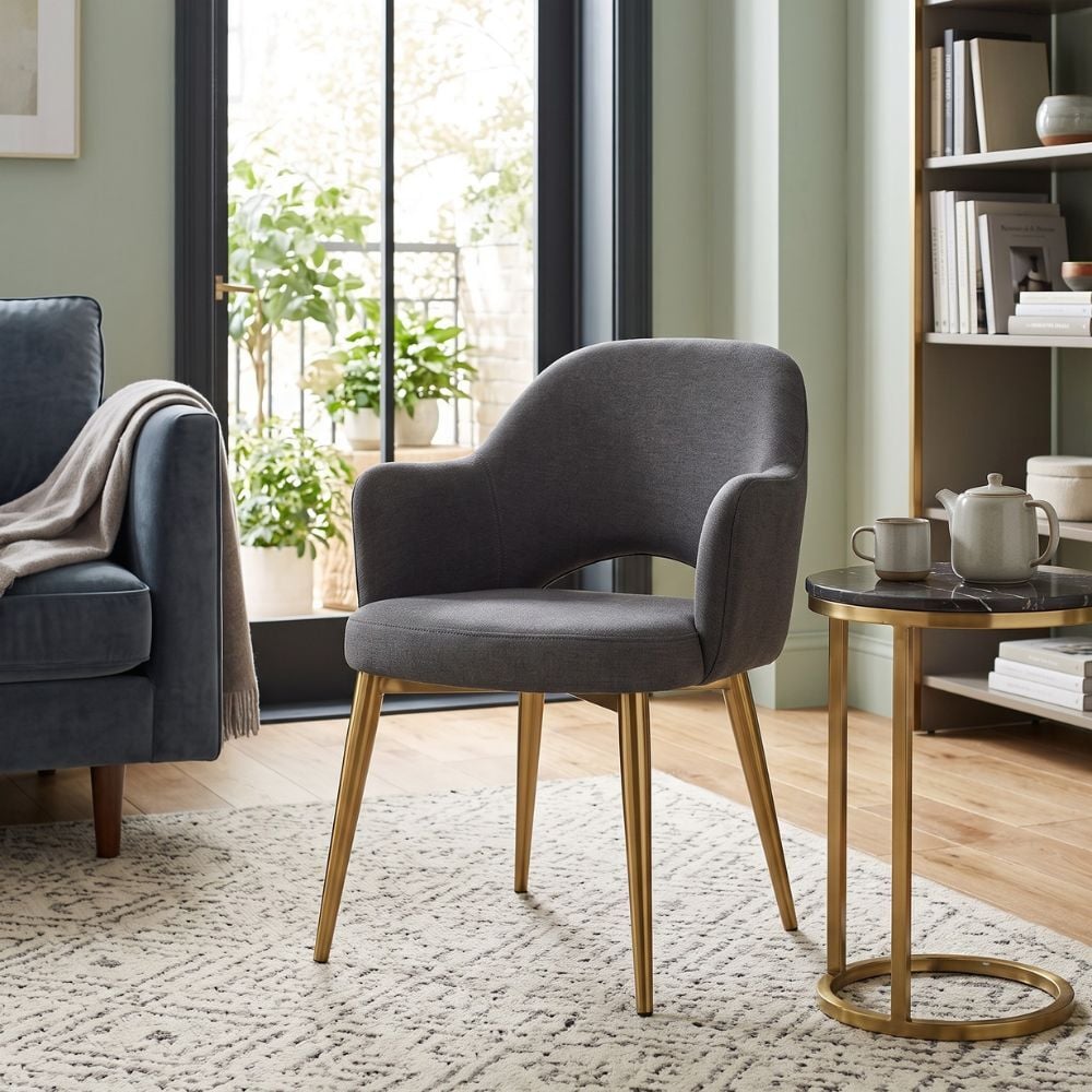 Richmond Fabric Armchair with Brass Legs