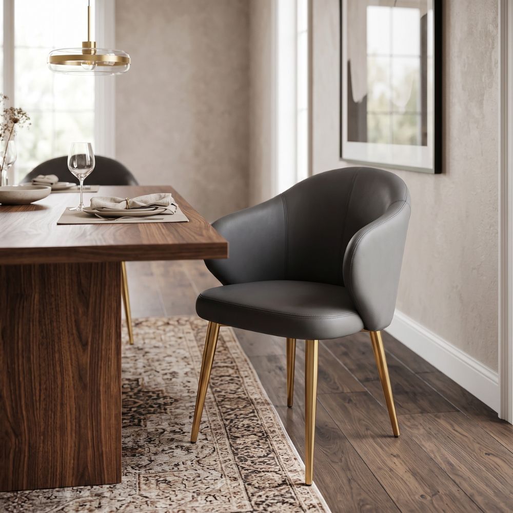 Scranton Vinyl Armchairs with Brass Legs
