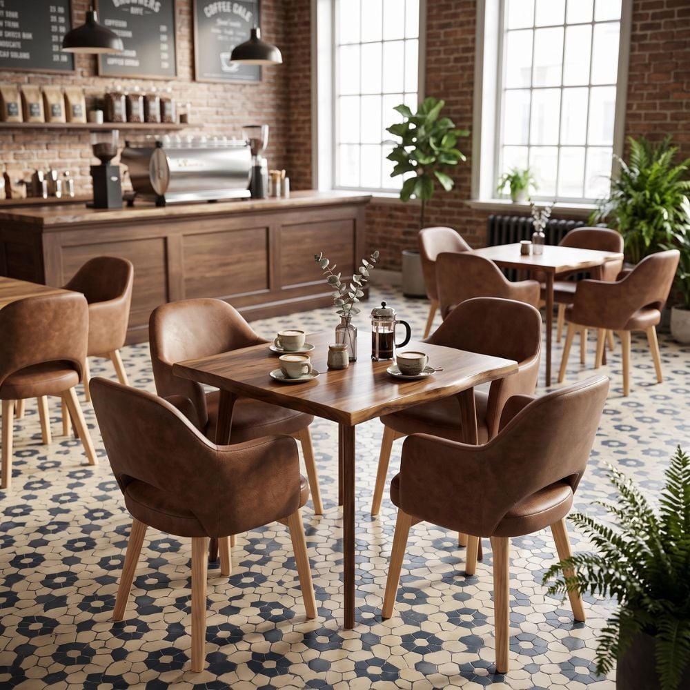 Lexington Leather Armchairs with Ash Wood Legs