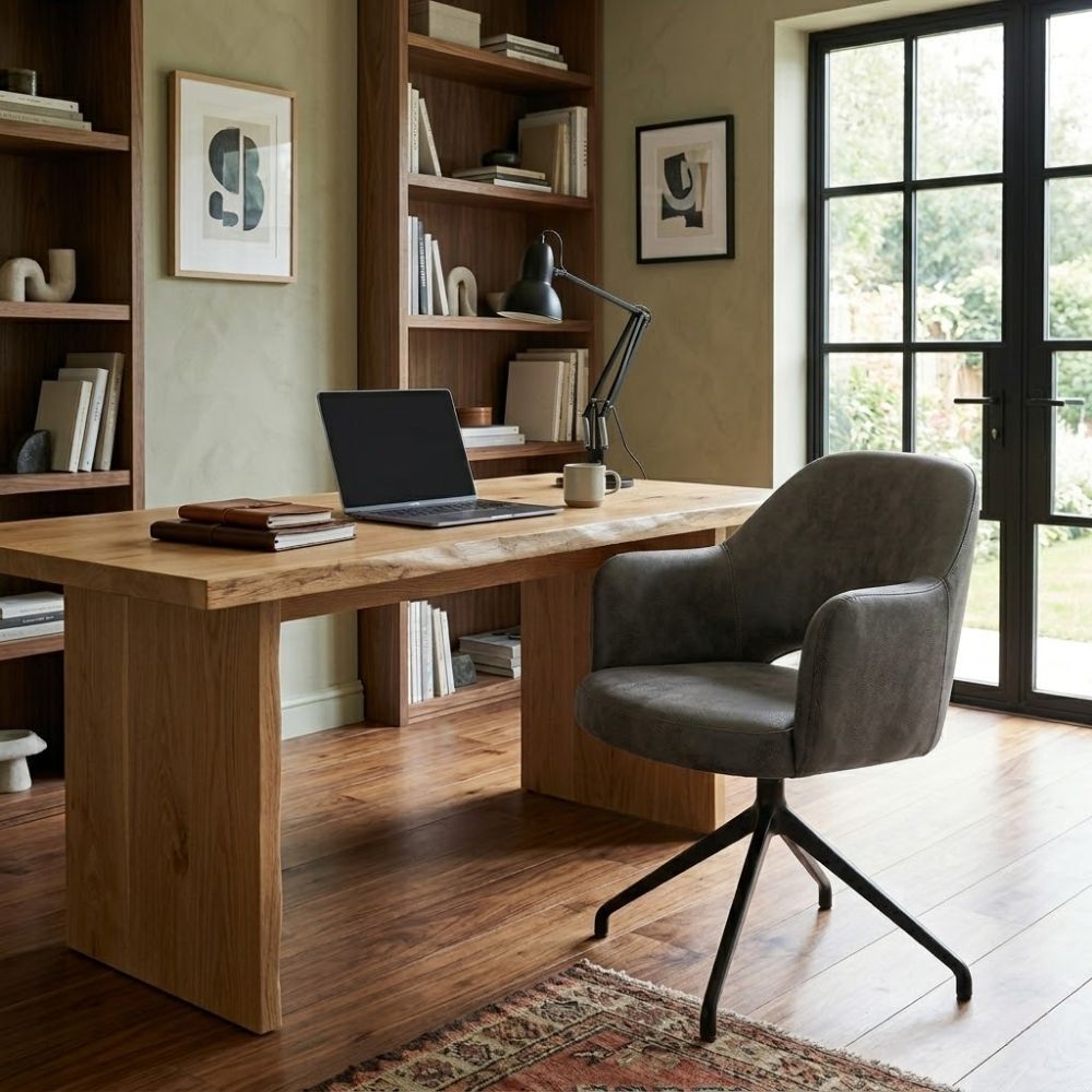 Lexington Trestle Leather Armchairs