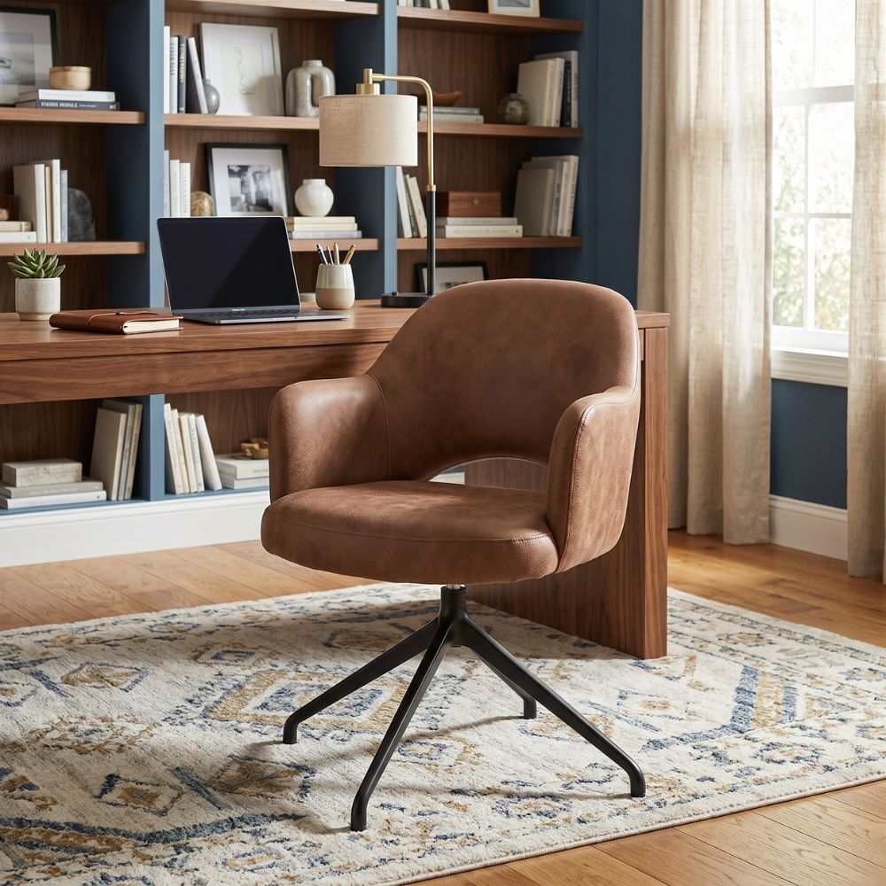 Lexington Trestle Leather Armchairs